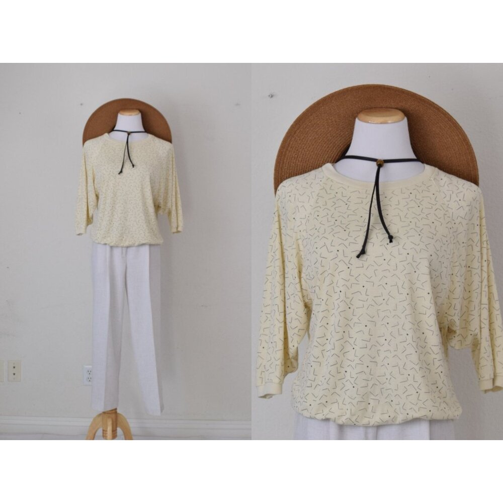 Vintage 80s Batwing Sleeves‎ Abstract Shirt by Currants by Jeri-Jo size M